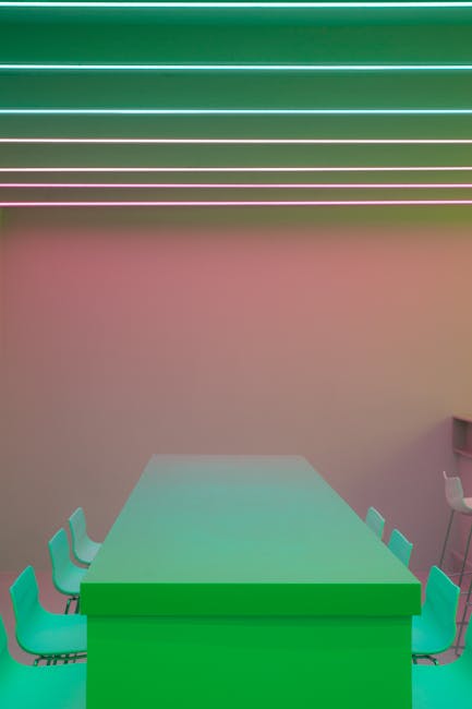 Modern green executive boardroom for financial planning